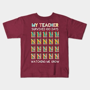 My Teacher Survived 100 Days Of Me Funny School Teacher Kids Kids T-Shirt